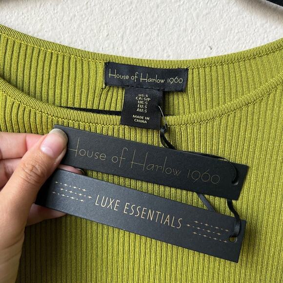 NWT House of Harlow 1960 Olive Green Ribbed Mini Dress Size S - Picture 4 of 5